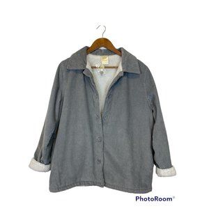 Blair NWOT Women M Grey Corduroy Shirt Jacket Sherpa Lined Button Up Pockets